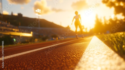 Runner Silhouette on a Track During Sunset photo