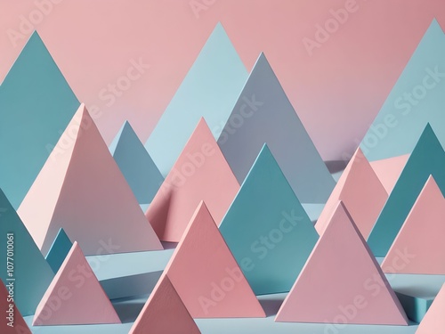 High quality unrealistic and matte wallpaper with a design consisting of pyramids. Each pyramid is in soft pastel tones. photo