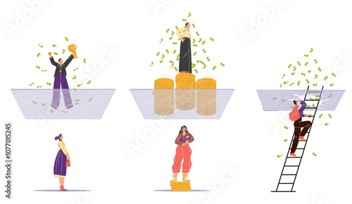 Glass ceiling concept set vector illustration