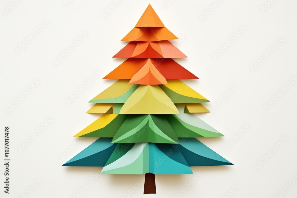 Fototapeta premium Chrismas tree origami craft paper.