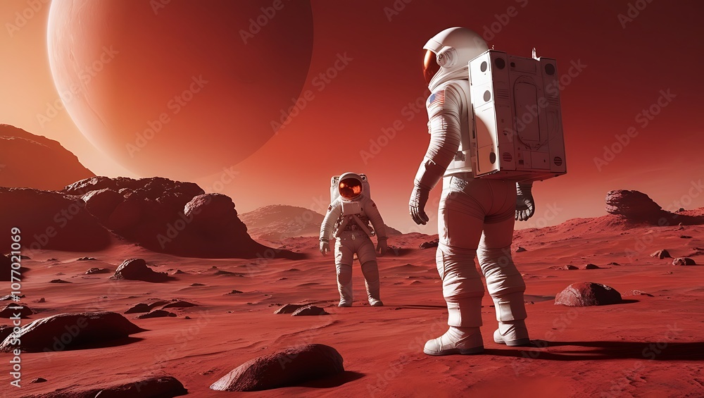 This high-resolution 8K photograph captures an astronaut exploring a ...