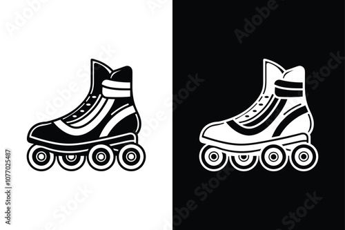Rollerblades icon on White Background Vector Art Illustration on white background.