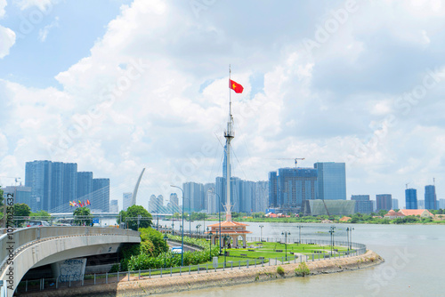 Thu Ngu flagpole at the junction of the Saigon river and Ben Nghe canal, was built in 1865, initially as a signal pole for ships entering and leaving Saigon port.