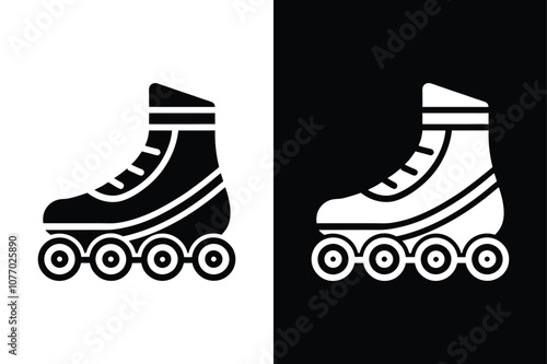 Rollerblades icon on White Background Vector Art Illustration on white background.