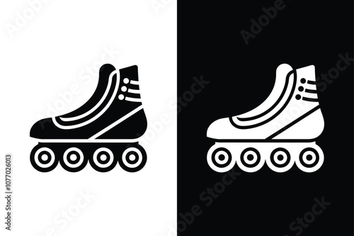 Rollerblades icon on White Background Vector Art Illustration on white background.