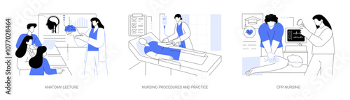 Degree in Nursing isolated cartoon vector illustrations se