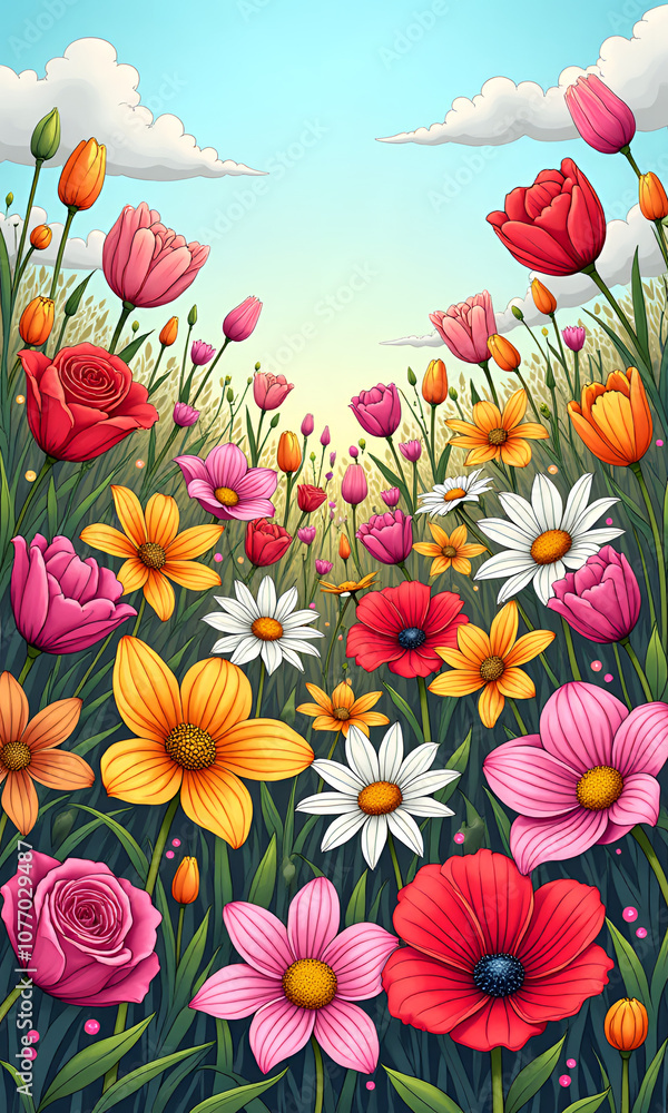 Fototapeta premium flowers and butterflies