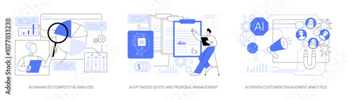 AI in sales management abstract concept vector illustrations.