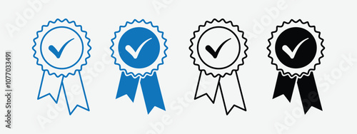 Approved or certified badge correct mark icon