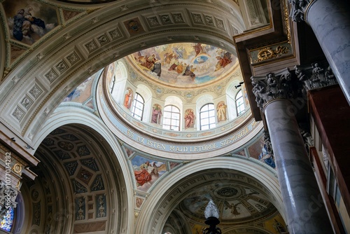 Wallpaper Mural EGER, Hungary May, 18 2024. Interior of the Eger Basilica. Ceiling of Cathedral Basilica of St. John the Apostle. Indoor details of Catholic Church in Europe. Torontodigital.ca