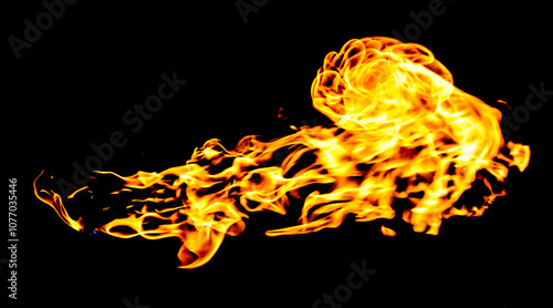 Fire flames on a black background photo