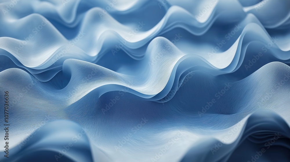 Fototapeta premium Three dimensional render of blue wave pattern