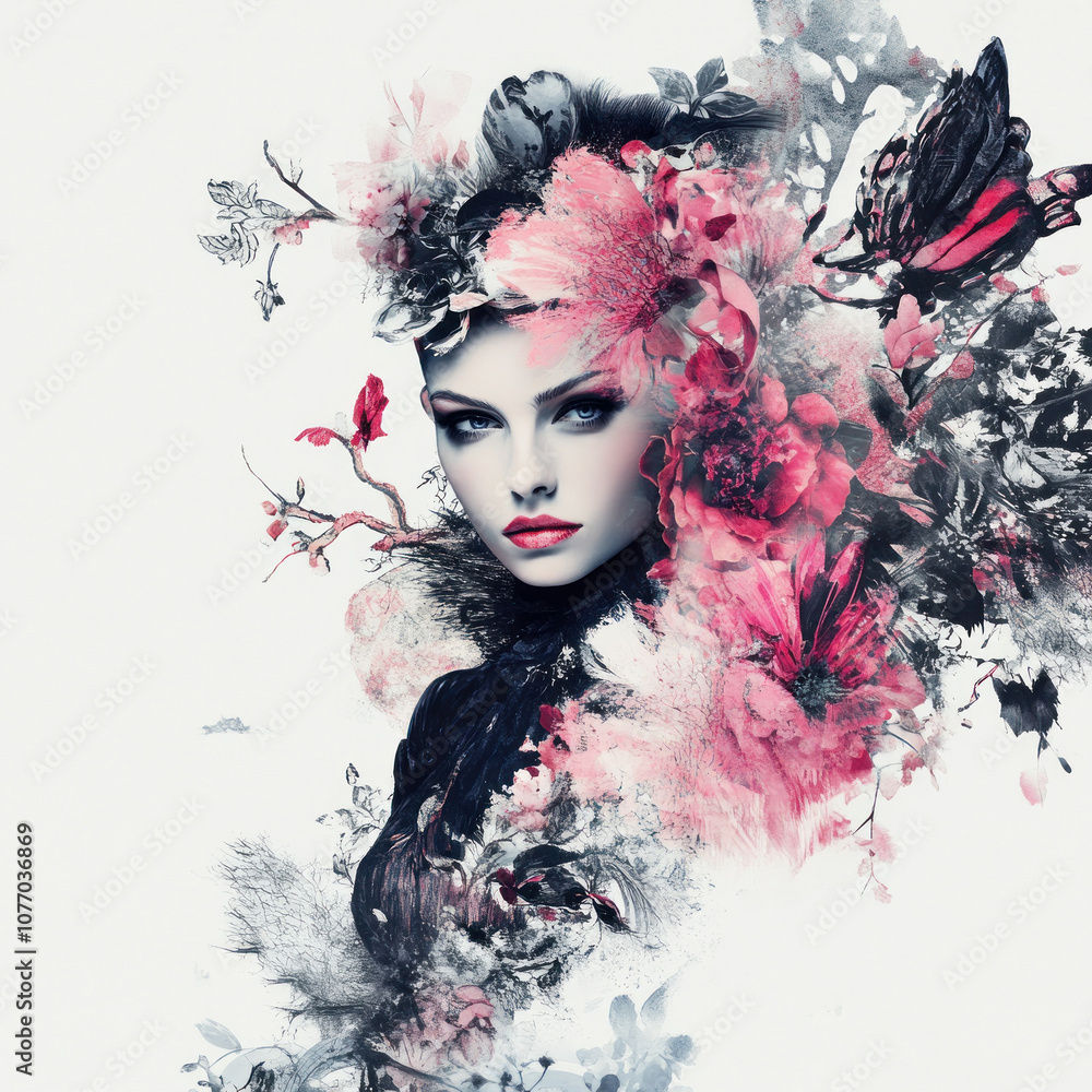 Fototapeta premium Enigmatic Beauty in a Burst of Abstract Floral Art