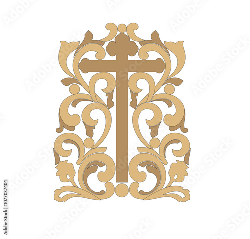 IHS GOLD EMBROIDERY FOR LITURGICAL CLOTHES AND SACRED CEREMONIES. SACRED CATHOLIC SYMBOLS IN ANCIENT STYLE WITH GOLDEN DECORATIONS