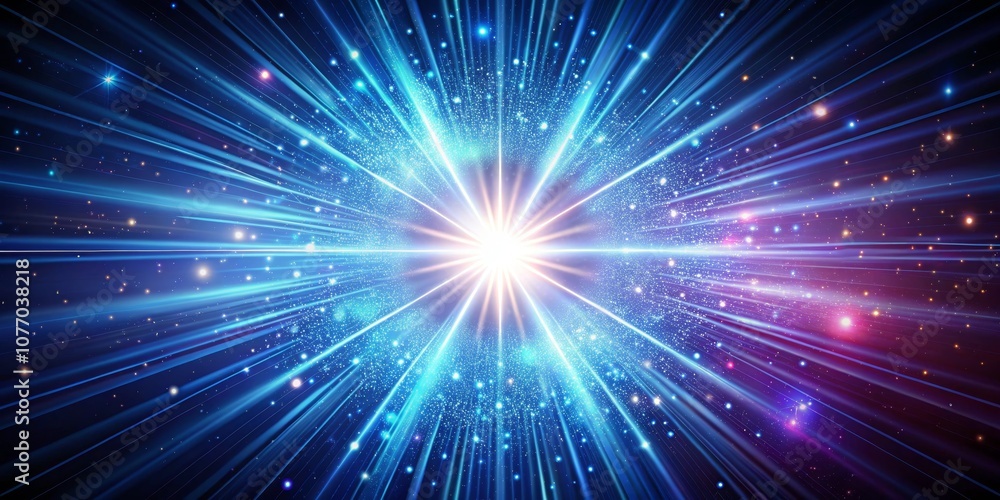 Fototapeta premium Blue and Purple Light Rays with Bright Center, Abstract, Futuristic ,background, light, space