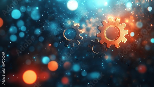 Abstract background with gears and technology, a concept of digital transformation