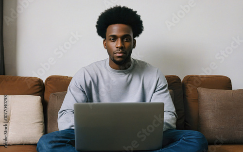 man working with a laptop, freelancer, businessman at work, shopping, internet, home interior photo