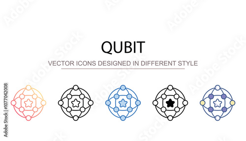 Qubit icon design with white background stock illustration