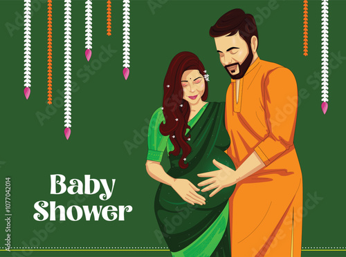Indian baby shower invitation vector