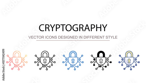Cryptography icon design with white background stock illustration