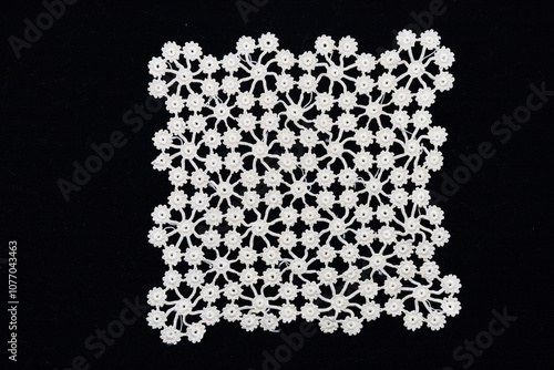 Flower Pattern Elegant Square Crochet Lace Coverlet photo