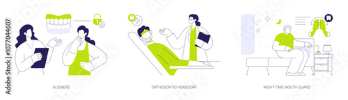 Removable orthodontic appliances abstract concept vector illustrations.