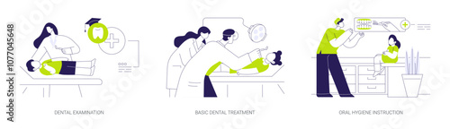 School dentist abstract concept vector illustrations.