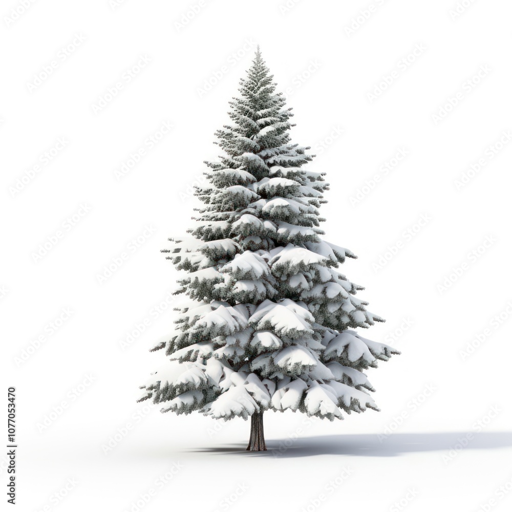 Fototapeta premium Snow-covered evergreen tree illustration