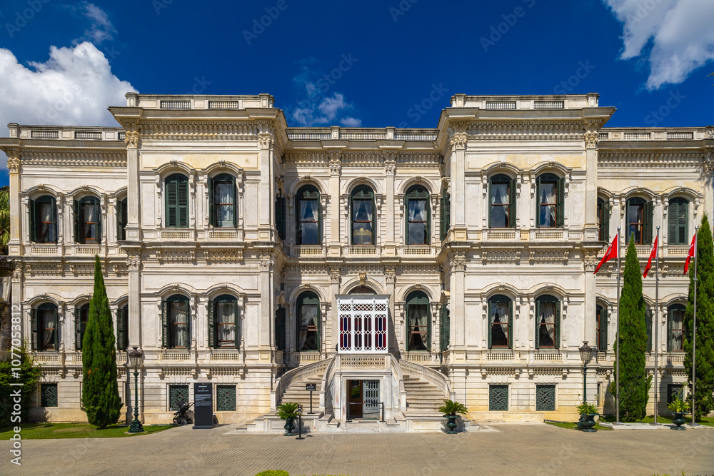 Exterior view of Yıldız Palace on a sunny day. Yildiz Palace. 9 August 2024. Istanbul, Turkey Exterior view of Yıldız Palace on a sunny day. Yildiz Palace. 9 August 2024. Istanbul, Turkey
