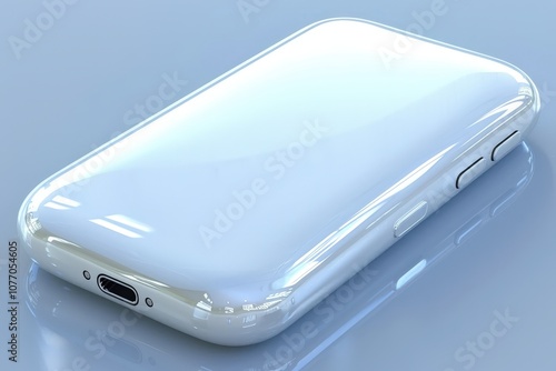 A white cell phone with a clear case sits on a table