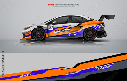 Simple Racing Car wrap livery design, Racing Car branding with racing wrap decal or livery design