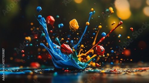 Colorful Paint Splashes Abstract Background