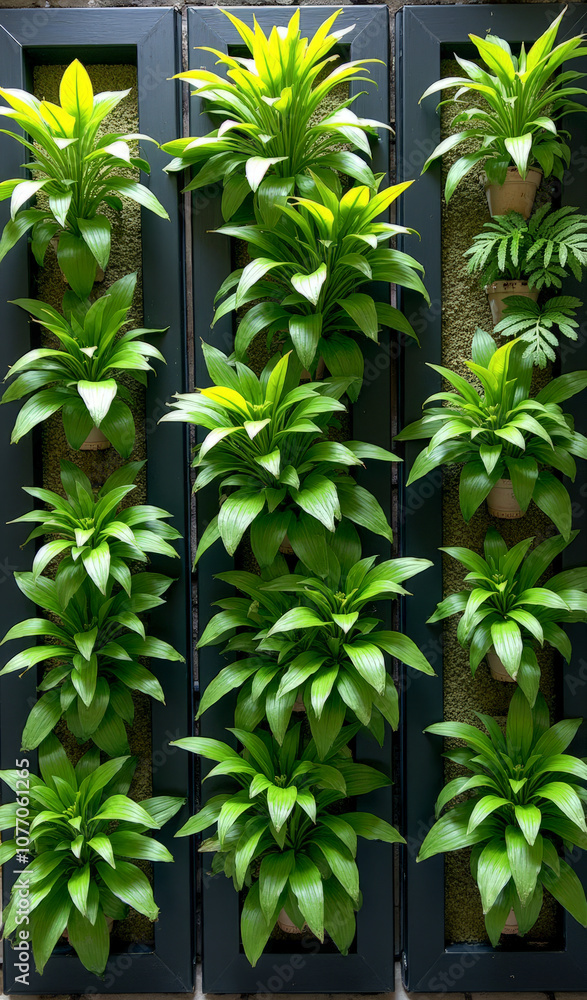 Obraz premium vertical wall of green plants