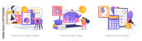 Personal Financial Management with AI abstract concept vector illustrations.