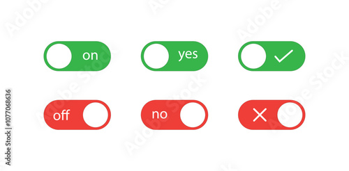 Set of power On and Off switch icon collection. Toggle switch symbol. Vector Illustration on white background.