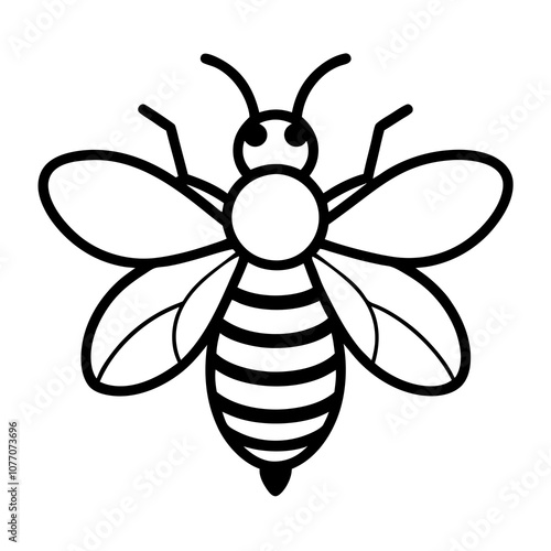 Minimalist Bee Logo Icon Vector on White Background