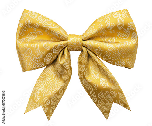 Gold patterned bow on transparent background photo