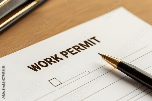 Work permit application form – Representing legal documentation, employment authorisation, and immigration processes photo