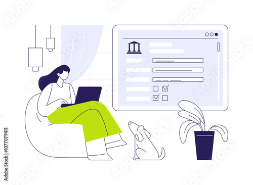 Filling census form online abstract concept vector illustration.