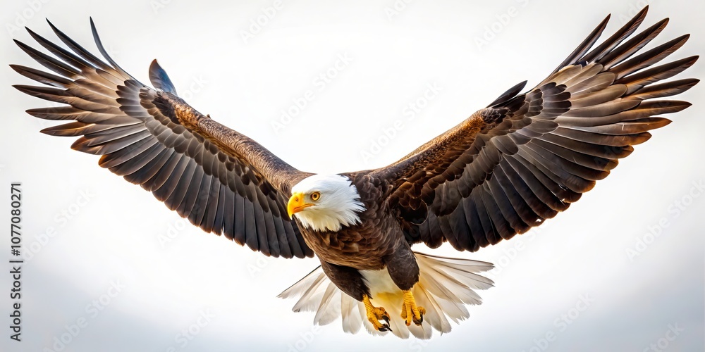 Obraz premium Bald Eagle Soaring with Wings Spread, bird of prey, raptor