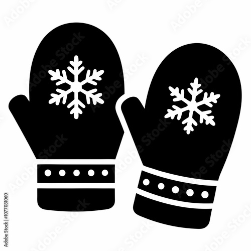 vector mittens Christmas silhouette black