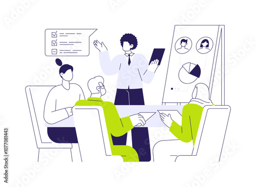 Training survey interviewers abstract concept vector illustration.