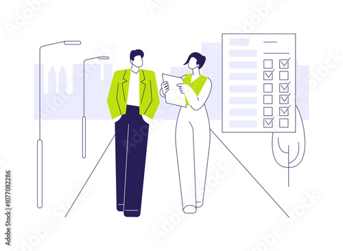 Person-to-person interview abstract concept vector illustration.