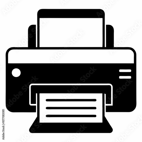 Printer icon vector black silhouette on white background