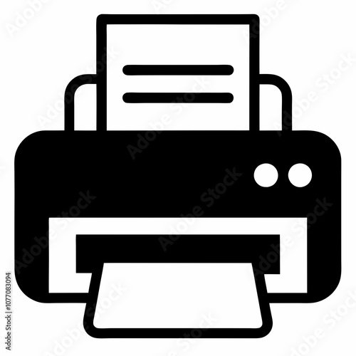 Printer icon vector black silhouette on white background