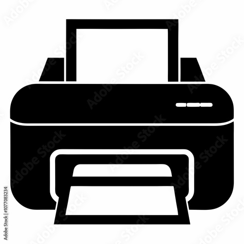 Printer icon vector black silhouette on white background