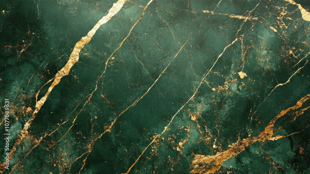 Fototapeta premium Green marble design with rich gold textured veining