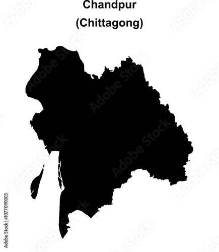 Chandpur district blank outline map