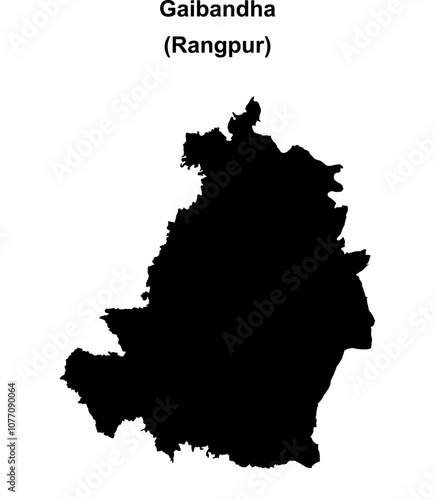 Gaibandha district blank outline map