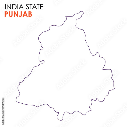 Punjab map of Indian state. Punjab map vector illustration. Punjab vector map on white background.